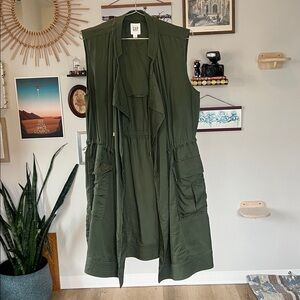 GAP Women's Long Olive Green Utility Vest - Size M